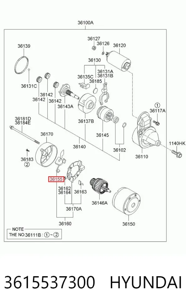 Щітка стартера 3615537300 Hyundai/Kia