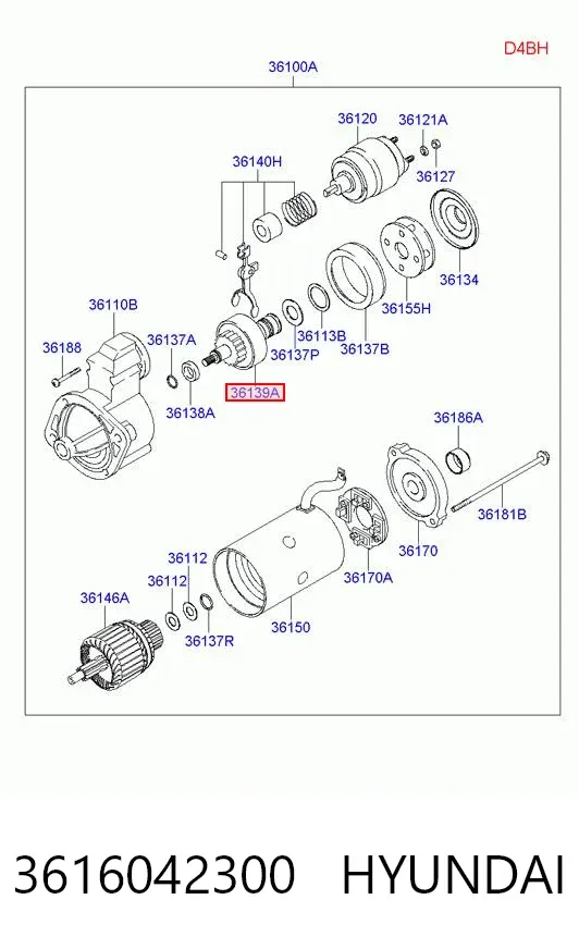 Бендикс стартера 3616042300 Hyundai/Kia