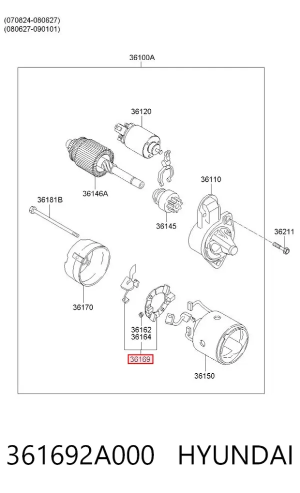 Щеткодеpжатель стартера 361692A000 Hyundai/Kia