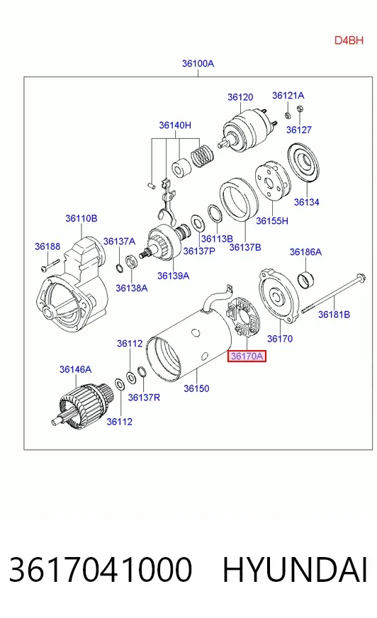 Щеткодеpжатель стартера 3617041000 Hyundai/Kia