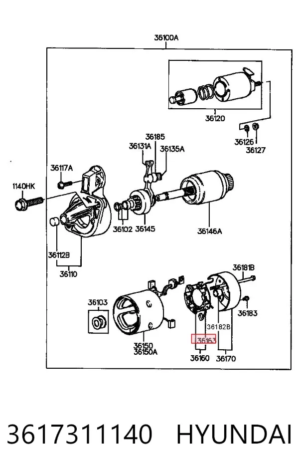 Щітка стартера 3617311140 Hyundai/Kia