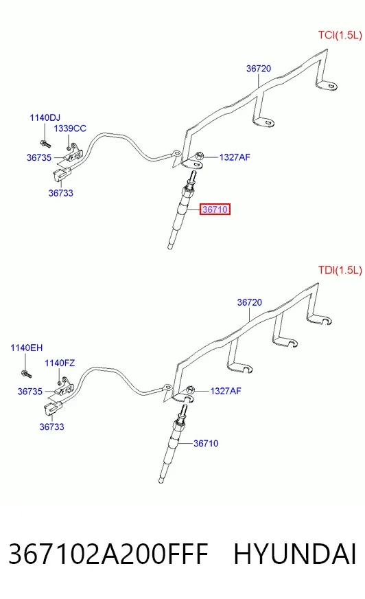 Свічка накалу 367102A200FFF Hyundai/Kia