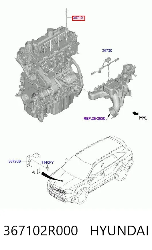 Свічка накалу 367102R000 Hyundai/Kia