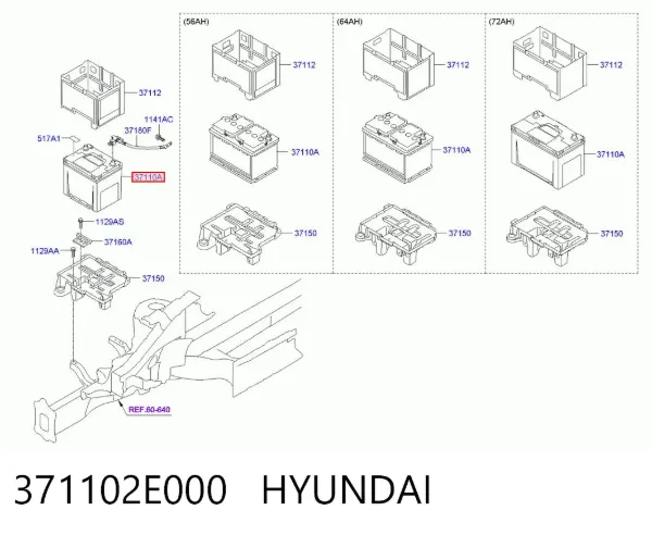 Акумуляторна батарея, АКБ 371102E000 Hyundai/Kia