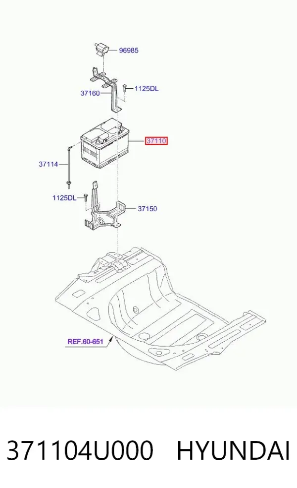 Акумуляторна батарея, АКБ 371104U000 Hyundai/Kia