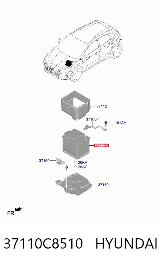Акумуляторна батарея, АКБ 37110C8510 Hyundai/Kia