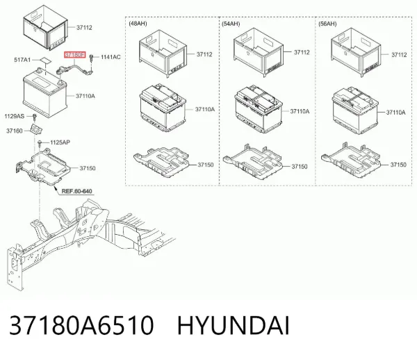 Акумуляторна батарея, АКБ 37180A6510 Hyundai/Kia