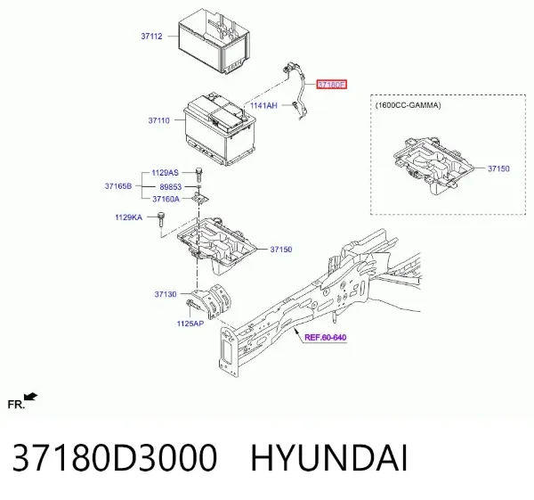Акумуляторна батарея, АКБ 37180D3000 Hyundai/Kia