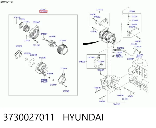 Генератор 3730027011 Hyundai/Kia