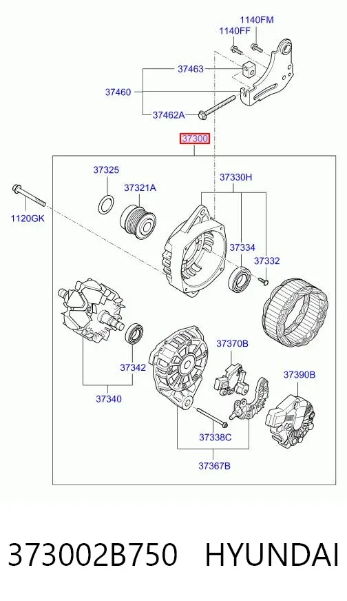 Генератор 373002B750 Hyundai/Kia