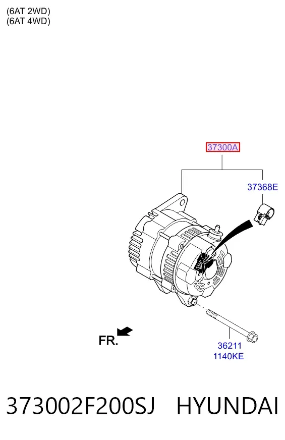 Генератор 373002F200SJ Hyundai/Kia