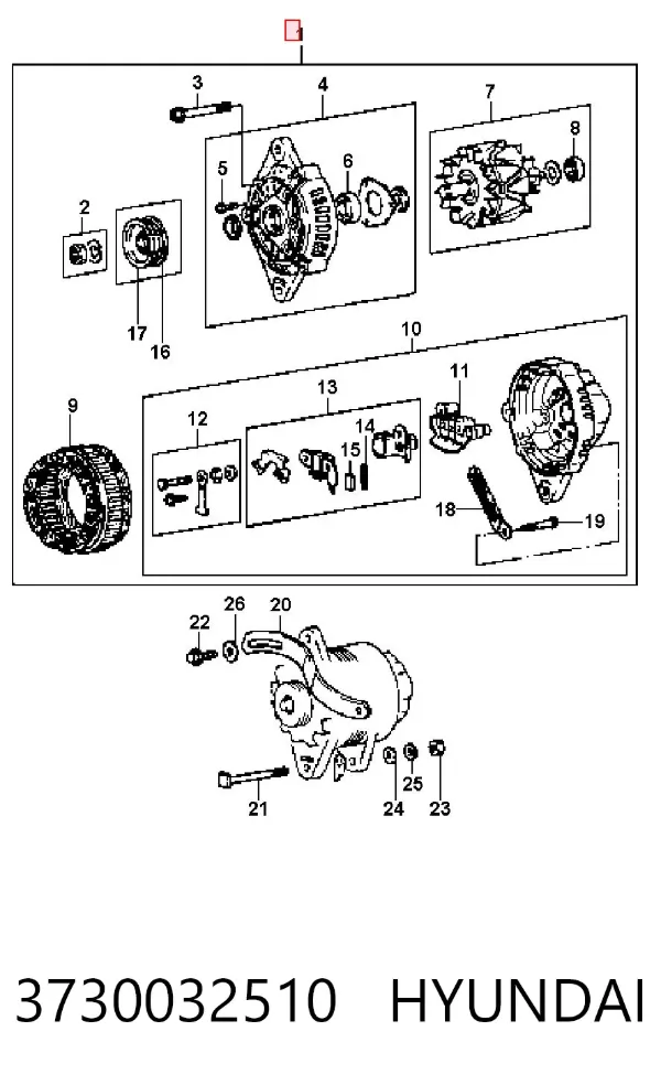 Генератор 3730032510 Hyundai/Kia