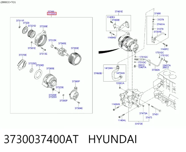 Генератор 3730037400AT Hyundai/Kia