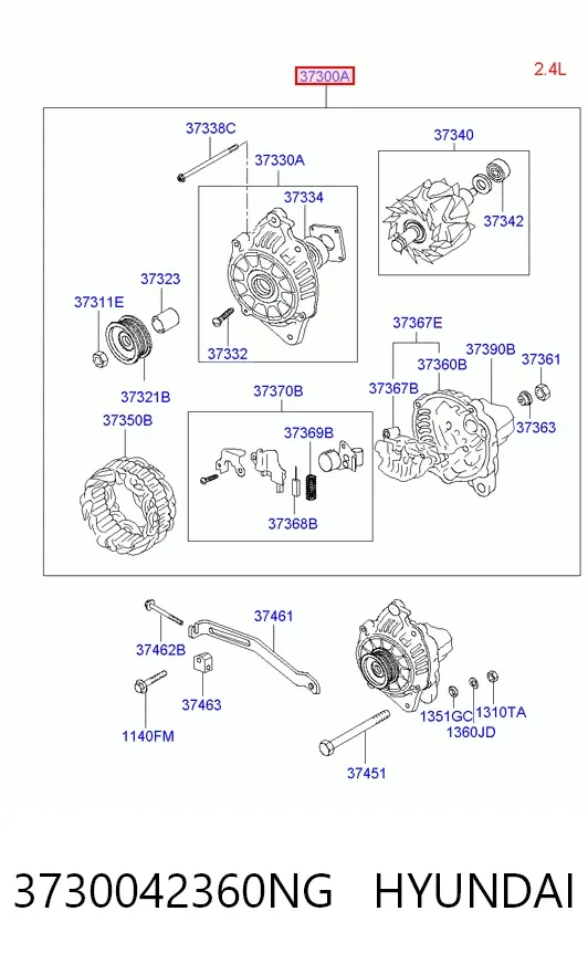 Генератор 3730042360NG Hyundai/Kia
