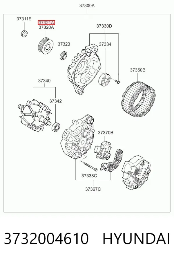 Шків генератора 3732004610 Hyundai/Kia