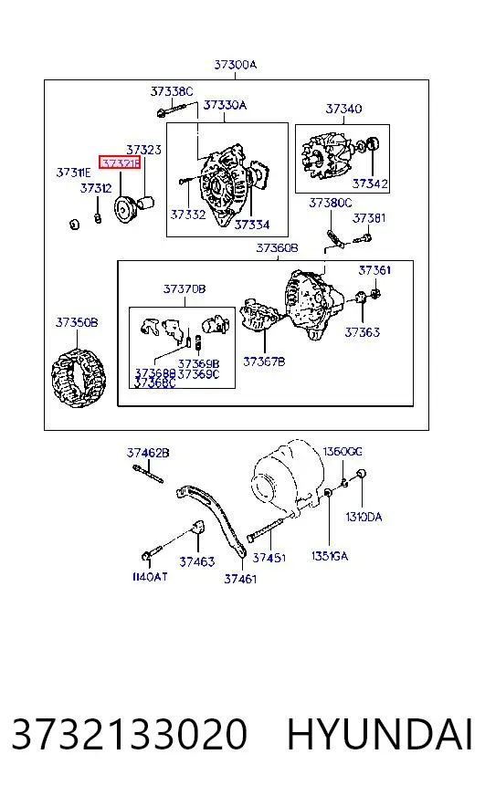 Шків генератора 3732133020 Hyundai/Kia