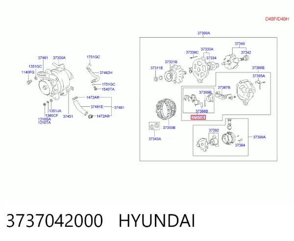 Реле генератора 3737042000 Hyundai/Kia