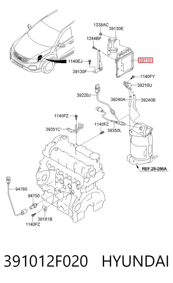 Електронний блок керування двигуном 391012F020 Hyundai/Kia