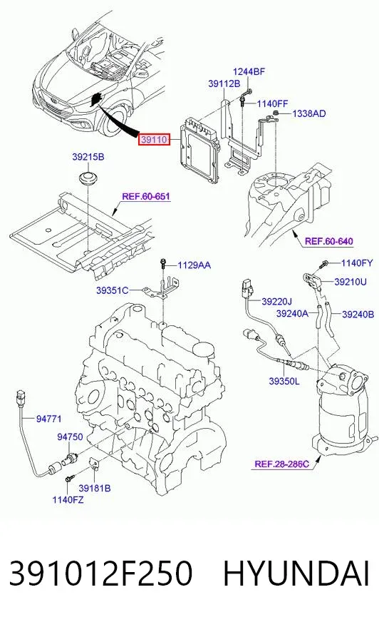 Електронний блок керування двигуном 391012F250 Hyundai/Kia