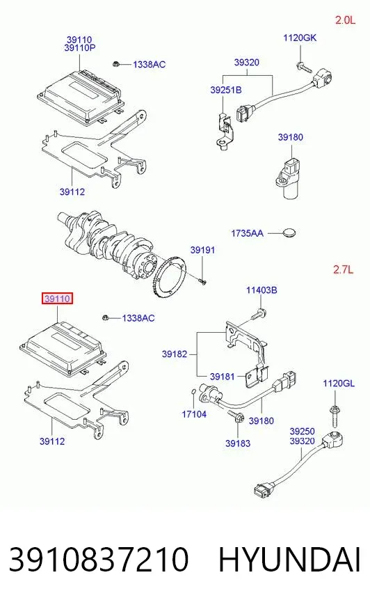 Електронний блок керування двигуном 3910837210 Hyundai/Kia