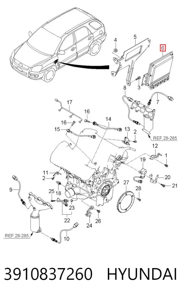 Електронний блок керування двигуном 3910837260 Hyundai/Kia