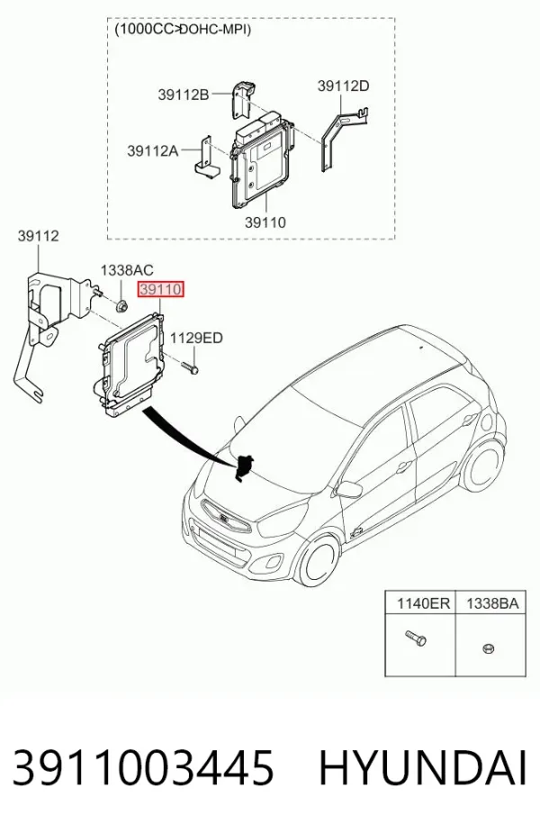 Електронний блок керування двигуном 3911003445 Hyundai/Kia