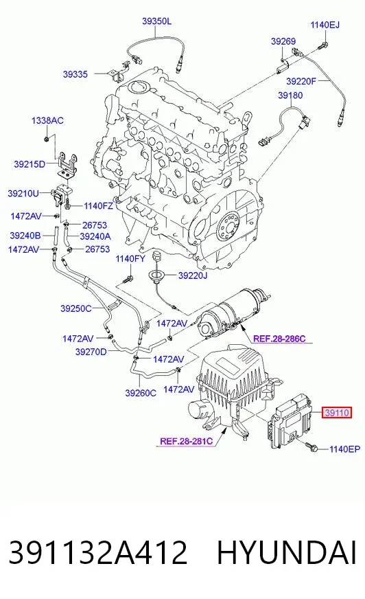 Електронний блок керування двигуном 391132A412 Hyundai/Kia