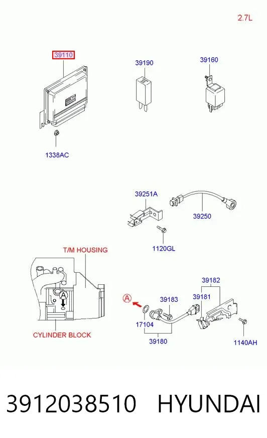 Електронний блок керування двигуном 3912038510 Hyundai/Kia