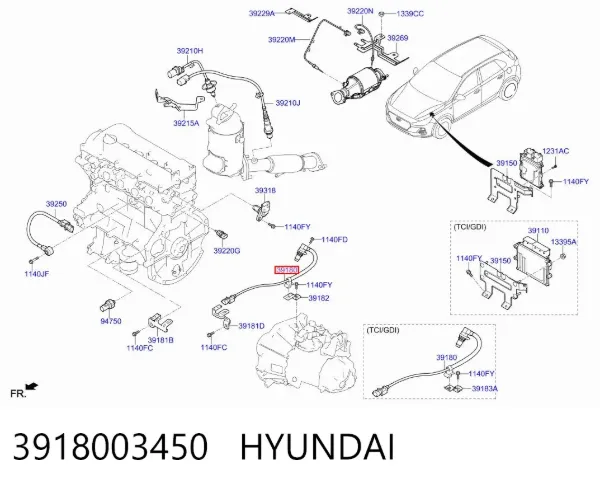 Датчик колінвала 3918003450 Hyundai/Kia