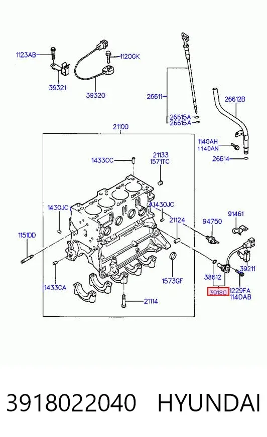 Датчик колінвала 3918022040 Hyundai/Kia