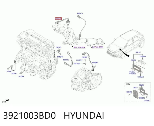 Лямбдазонд, датчик кисню до каталізатора 3921003BD0 Hyundai/Kia