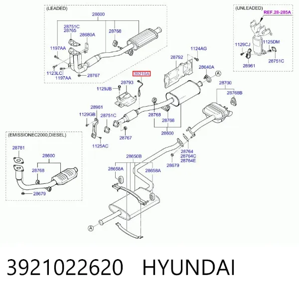Лямбда-зонд, датчик кисню після каталізатора 3921022620 Hyundai/Kia