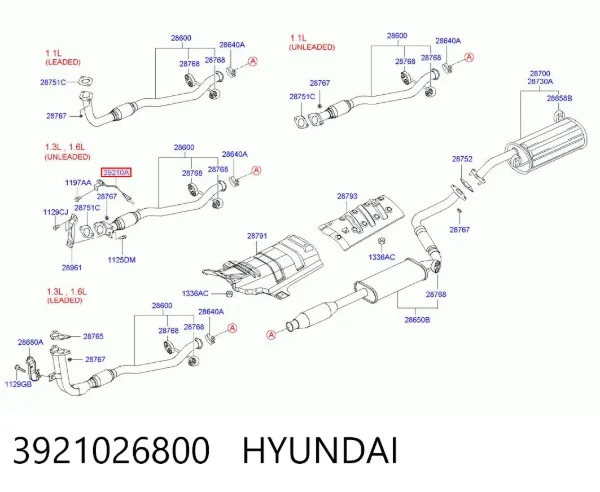 Лямбда-зонд, датчик кисню після каталізатора 3921026800 Hyundai/Kia