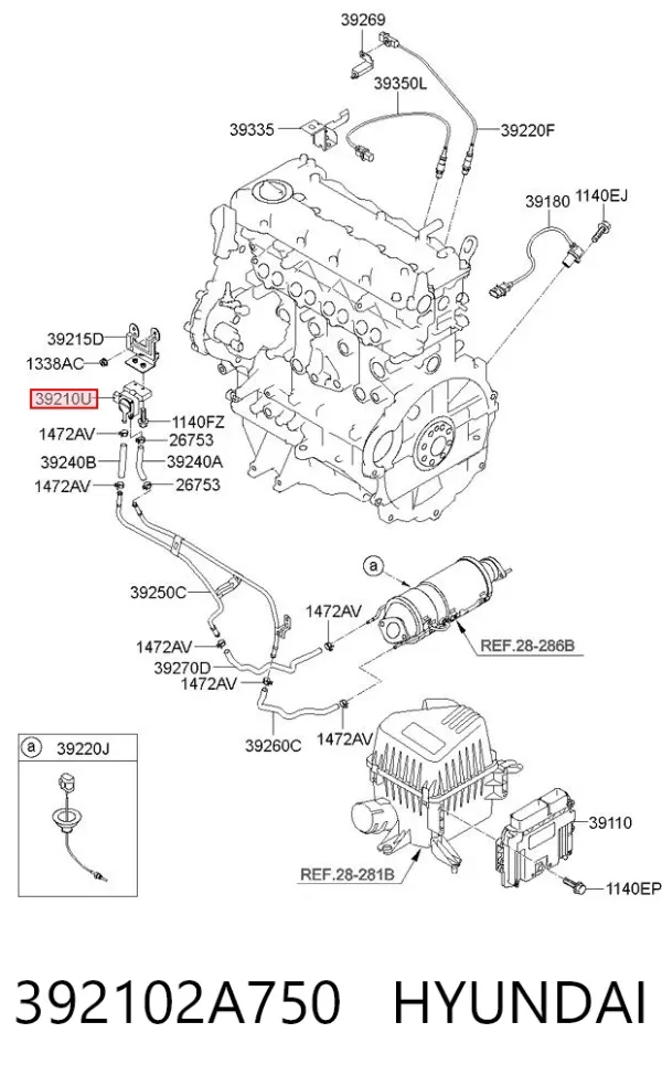 Датчик тиску вихлопних газів 392102A750 Hyundai/Kia