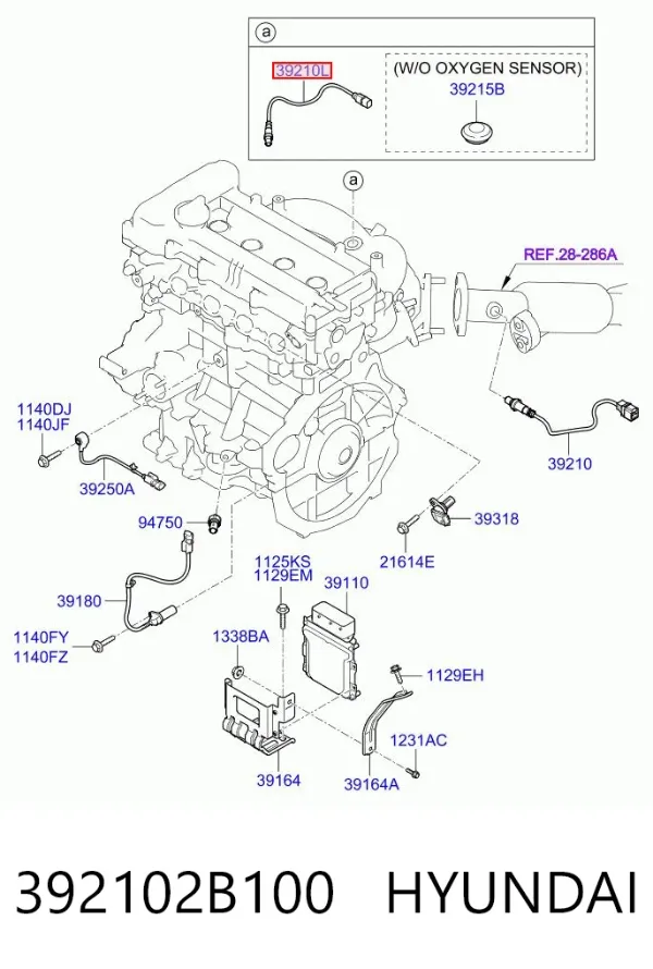 Лямбдазонд, датчик кисню до каталізатора 392102B100 Hyundai/Kia