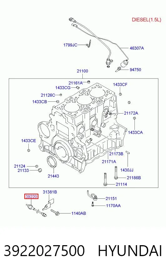 Датчик температури охолоджуючої рідини 3922027500 Hyundai/Kia