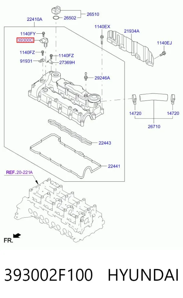 Датчик распредвалу 393002F100 Hyundai/Kia