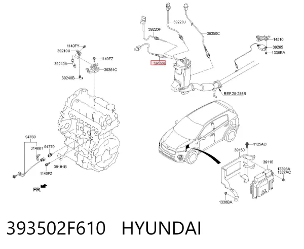 Лямбдазонд, датчик кисню до каталізатора 393502F610 Hyundai/Kia