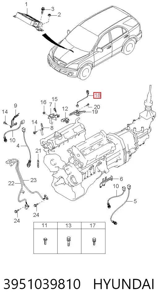 Датчик детонації 3951039810 Hyundai/Kia