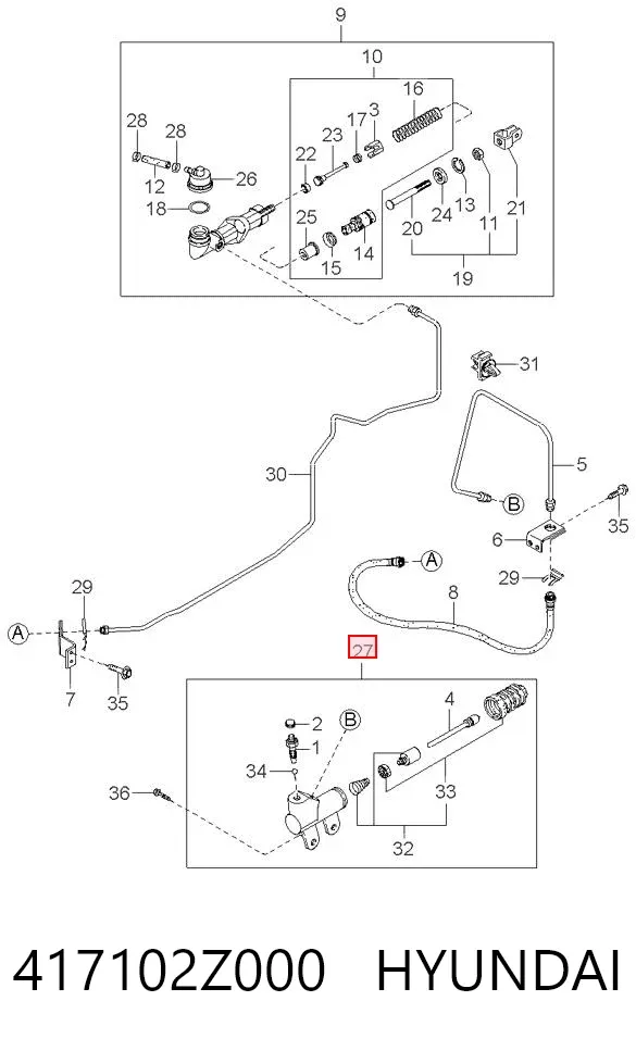 Робочий циліндр зчеплення 417102Z000 Hyundai/Kia