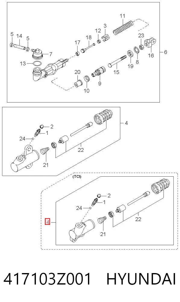 Робочий циліндр зчеплення 417103Z001 Hyundai/Kia