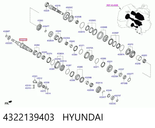 Вал первинний, коробки передач 4322139403 Hyundai/Kia