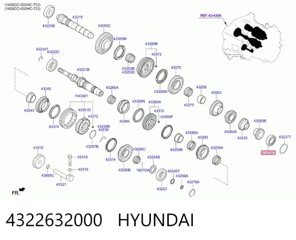 Підшипник вторинного валу коробки 4322632000 Hyundai/Kia