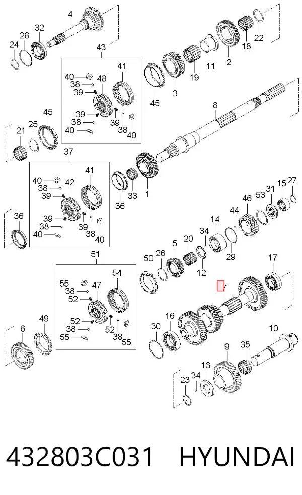 Проміжний вал КПП 432803C031 Hyundai/Kia
