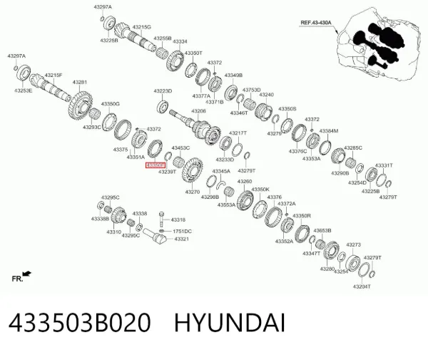 Кільце синхронізатора 433503B020 Hyundai/Kia