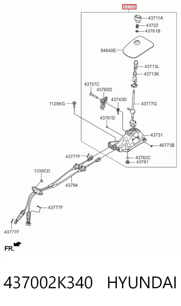 Куліса перемикання передач 437002K340 Hyundai/Kia