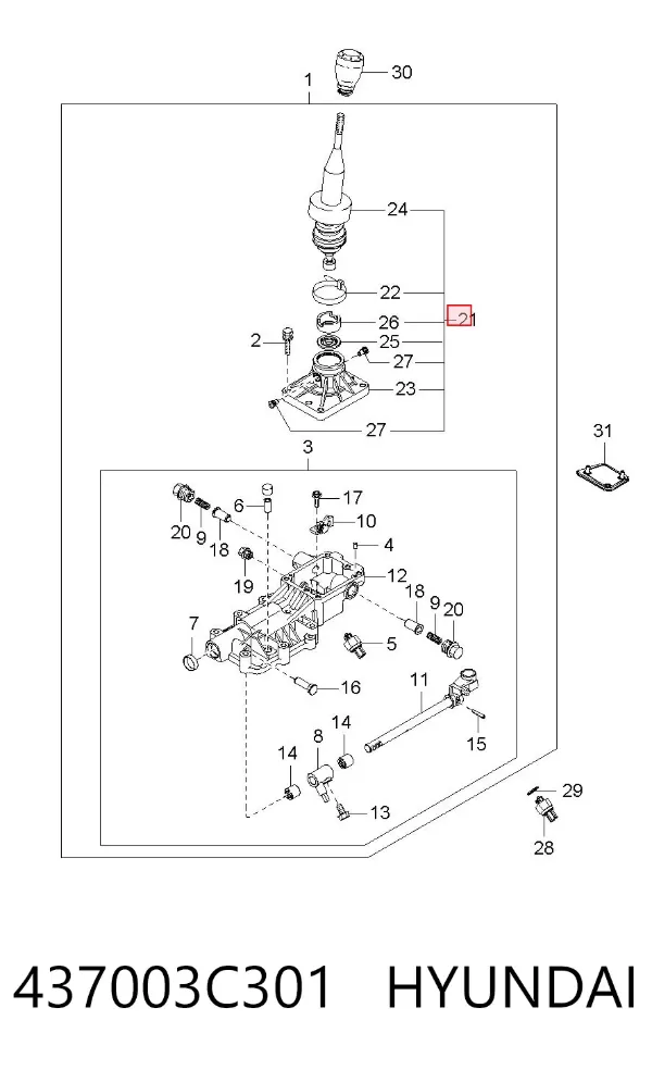 Куліса перемикання передач 437003C301 Hyundai/Kia