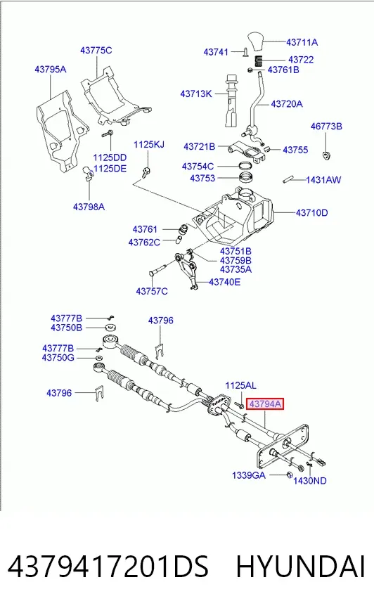 Трос перемикання передач 4379417201DS Hyundai/Kia