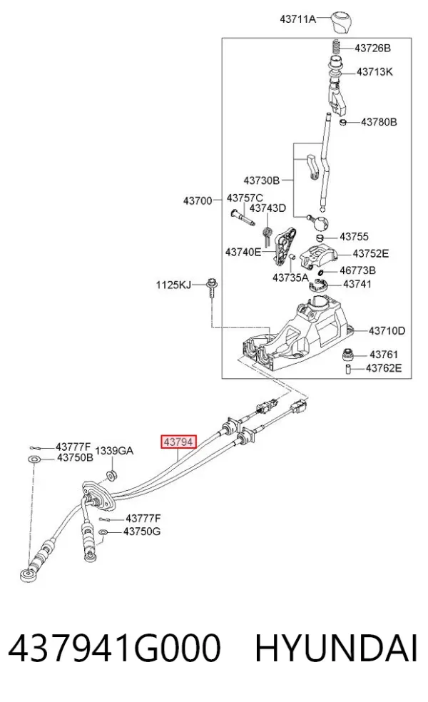 Трос перемикання передач KIA Rio II