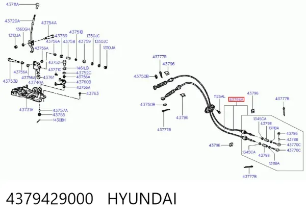 Трос перемикання передач 4379429000 Hyundai/Kia